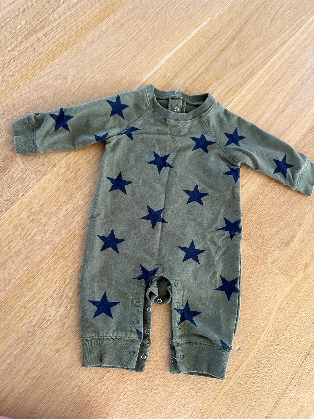 PRIMARY Star-Print Footie Romper with Navy Stars